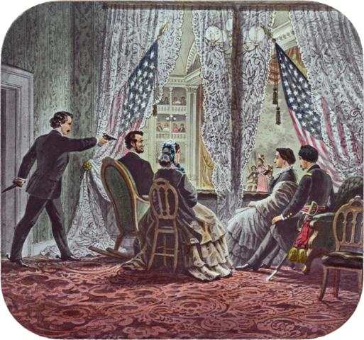 אברהם לינקולן נורה בראשו. ציור המבוסס על איור מאת ט"מ מקאליסטר, סביבות 1870