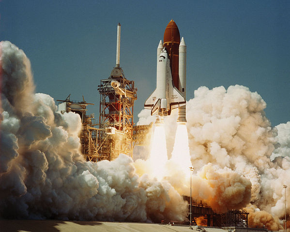 Space Shuttle Challenger lift off in April, 1983