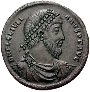Portrait of Julian the Apostate on a bronze coin from Antioch, 360-363