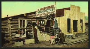 A crossroads store selling anything and everything necessary for life out west. Between 1898 and 1905, the Detroit Photographic Co. documented pioneer life in Photochrome color prints and postcards like this one 