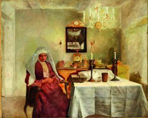Isidor Kaufmann, Friday Evening, oil on canvas, 73 x 91 cm Vienna, 1920 