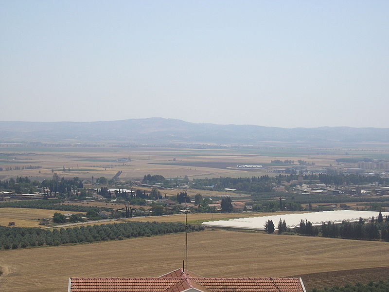 The fields between Afula and Kibbutz Merhavia where Napoleon fought opposite Mount Tabor