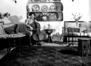 Internationally famous cellist Thelma Yellin playing in her Jerusalem living room
