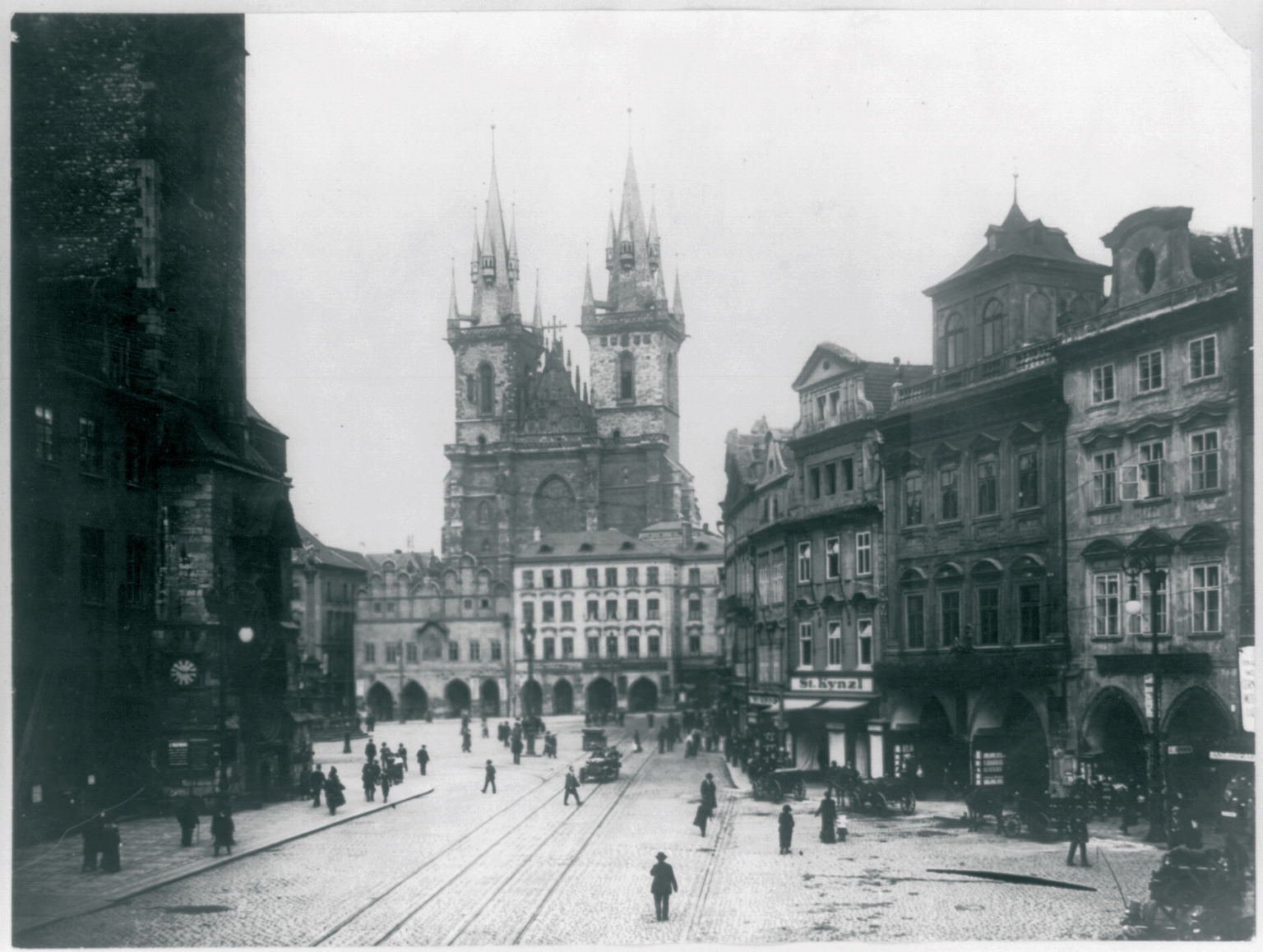 The Old City of Prague is one of Europe’s most popular tourist sites – and one of the most charming. In the 19th century, when it was built, its somewhat kitschy look was in vogue. View from the Old City toward the Charles Bridge, 1920