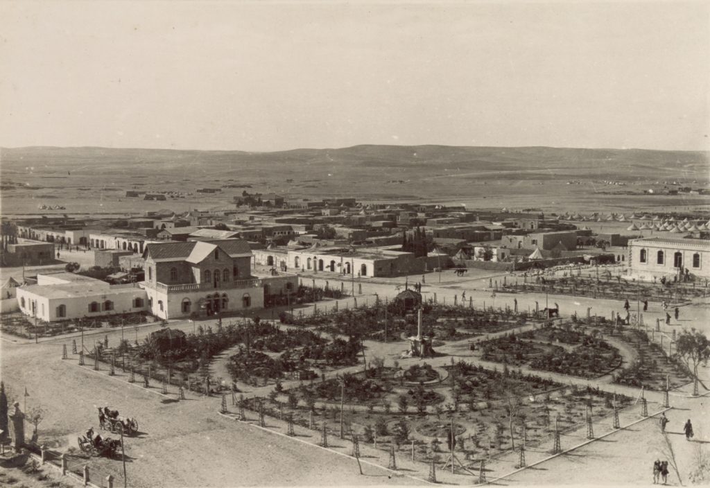 Modern Beersheba was built by the Ottoman Empire early in the 20th century to consolidate Turkish rule in an area inhabited mostly by Bedouin. The architecture is European. Beersheba in 1917, shortly before its capture by the British