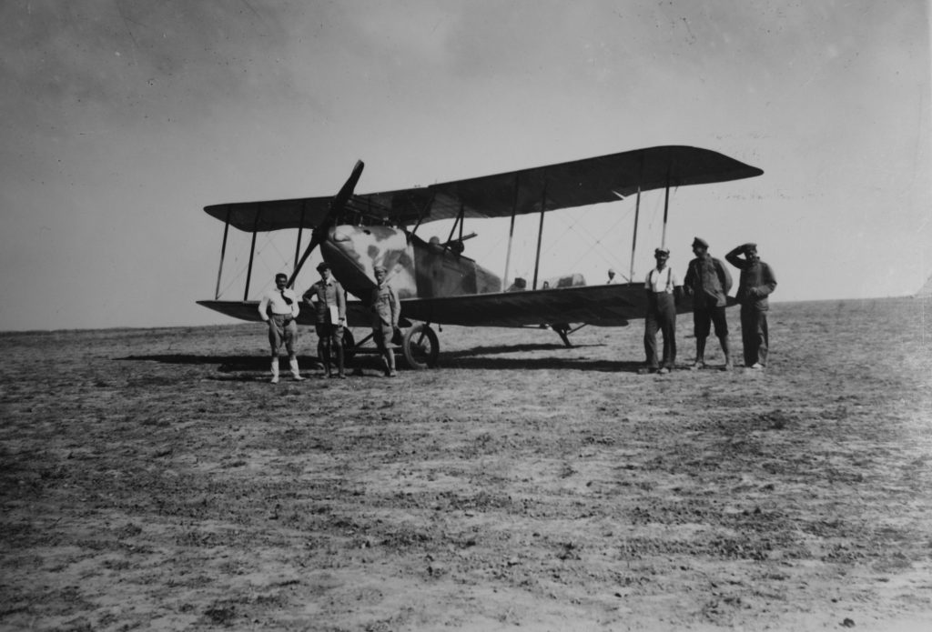 Reconnaissance flights made significant contributions to army intelligence in the battle for Palestine. German reconnaissance plane parked in the desert during the campaign