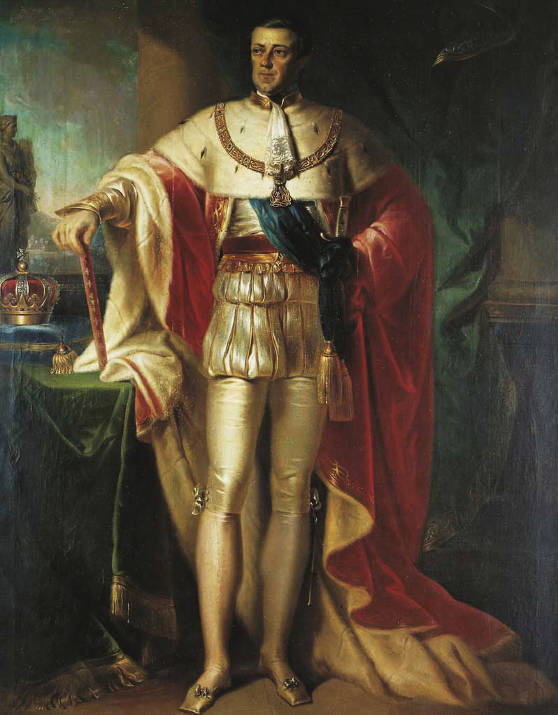 Portrait of Carlo Alberto (Charles Albert), king of Sardinia-Piedmont and emancipator of his Jewish and Protestant subjects, by Giovanni Marghinotti, oil on canvas, 1841. 