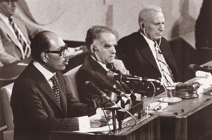 Anwar Sadat addressing the Knesset in November 1977