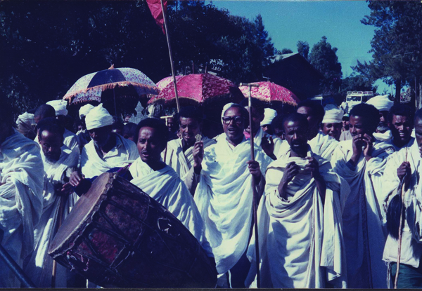 Rare photos of Sigd ceremonies in Ethiopia, showing a procession on its way up the mountain