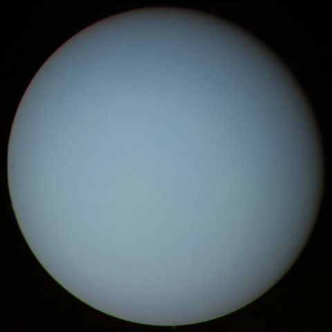 This image of Uranus was compiled from images returned Jan. 17, 1986, by the narrow-angle camera of Voyager 2