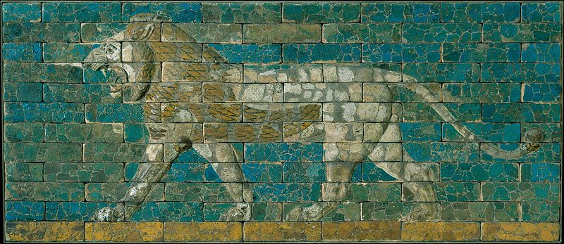 Striding lion, from the Ishtar Gate in Babylon, dating from the time of Nebuchadnezzar II