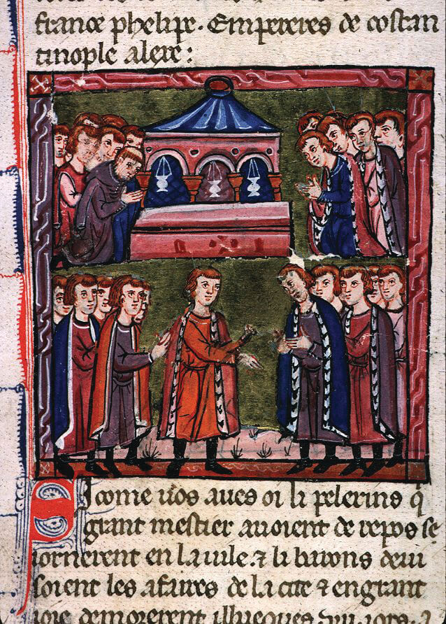 גוטפריד מבויון נבחר ל'מגן הקבר הקדוש'. איור של ויליאם מצור מתוך כתב יד מ־1280
