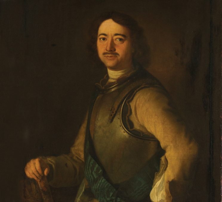 As the father of modern Russia, Peter the Great has inspired dozens of oil portraits, some by great artists, others anonymous. Many of these works, including this 18th-century likeness, show the builder of St. Petersburg holding tools or architectural sketches