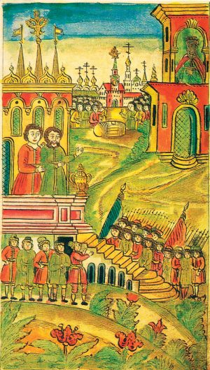 The Streltsy Uprising, one of a series of miniatures from an illuminated 18th-century biography of Peter the Great