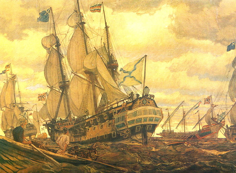 Fleet of Peter the Great by Yevgeny Lansere, 1909