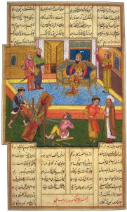 סצנה מן המיתולוגיה הפרסית מתוך כתב יד קדום
