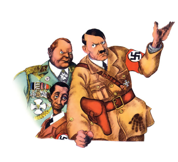 Hitler consults Goering and Goebbels