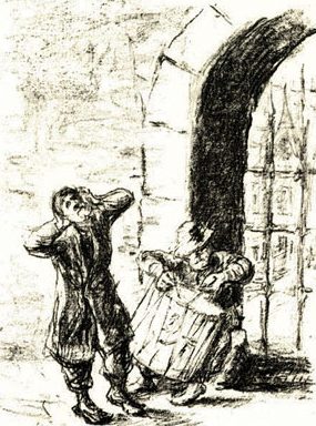 Illustration from The Rabbi of Bacharach, by German Jewish artist Max Liebermann