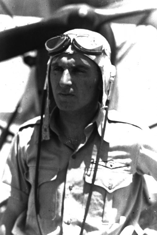 Emanuel Zurr (Zuckerberg) in uniform as head pilot and flight instructor of Aviron, 1938