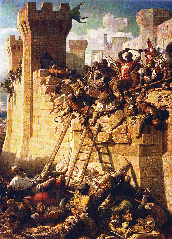 Hospitalier Master Mathieu de Clermont defending the walls of Acre, by Dominique Papety, circa 1840