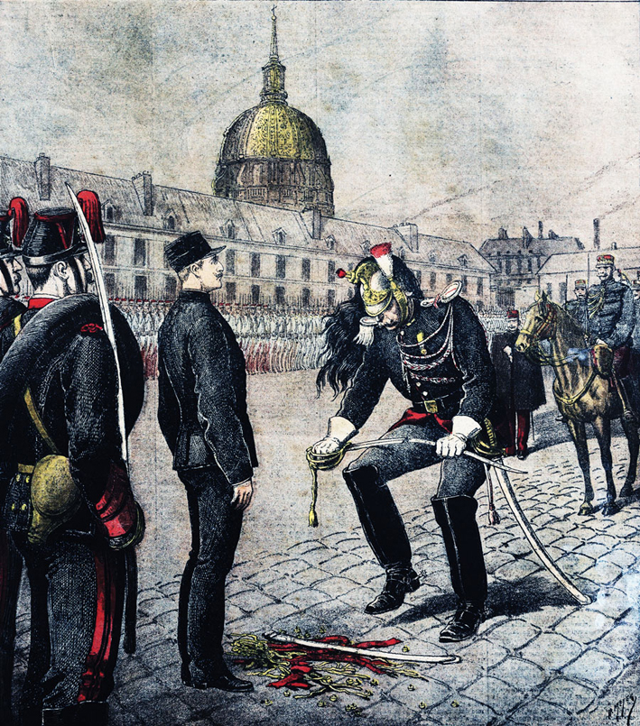 Accurately or not, the Dreyfus Affair has long been understood as catalyzing Herzl’s Zionism. Le Petit Parisien illustration of Dreyfus being formally stripped of his military rank
