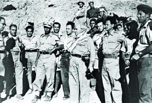 Touring the Negev with Yitzhak Rabin – one of many Palmah officers absorbed into the IDF high command – shortly after the War of Independence 