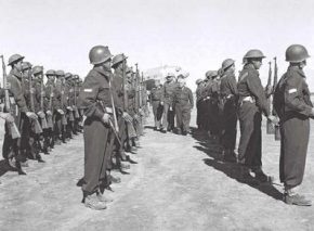 Reviewing an honor guard with the chief of staff, 1949