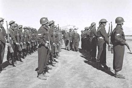 Reviewing an honor guard with the chief of staff, 1949 