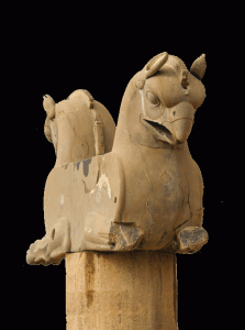 Artifacts from the palaces discovered in Persepolis suggest how magnificent these structures originally were. Statue of a mythological beast from Persepolis
