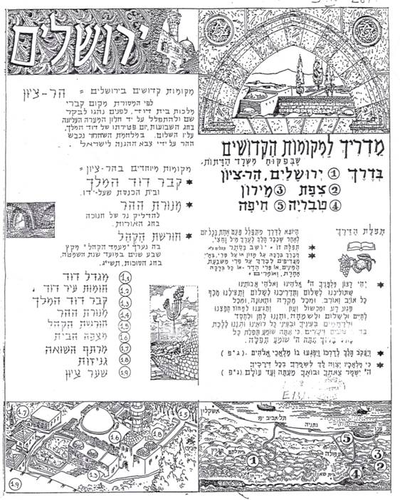 Ministry of Religious Affairs map of pilgrimage sites in Israel