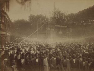 The Constitutional Revolution ended the autocracy and spawned a democratic constitution and parliament. Masses take to the streets to celebrate the promulgation of the constitution, early 20th century | Brooklyn Museum 