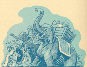 The Rashidun caliphate overpowered the Sassanids at the battle of al-Qadisiyyah, today in Iraq | From Umar Farrukh’s Tareekh Al-Islam Al-Musawwar (Illustrated History of Islam), Lebanon, 1964