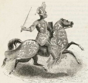 Knightly armor was supposed to indicate high birth – but Brampton’s case was probably not the only exception. The Black Prince, Edward, prince of Wales, hero of England’s initial successes in the Hundred Years War, illustration from Charles Knight’s Old England – A Pictorial Museum, 1760