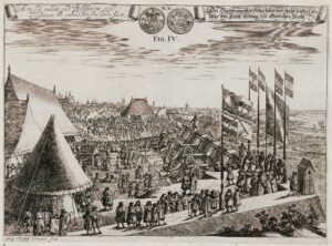 Holy Roman imperial artillery on the outskirts of Nuremberg, engraving by Georg Christoph Eimmart and Jacob von Sandrart, 1671