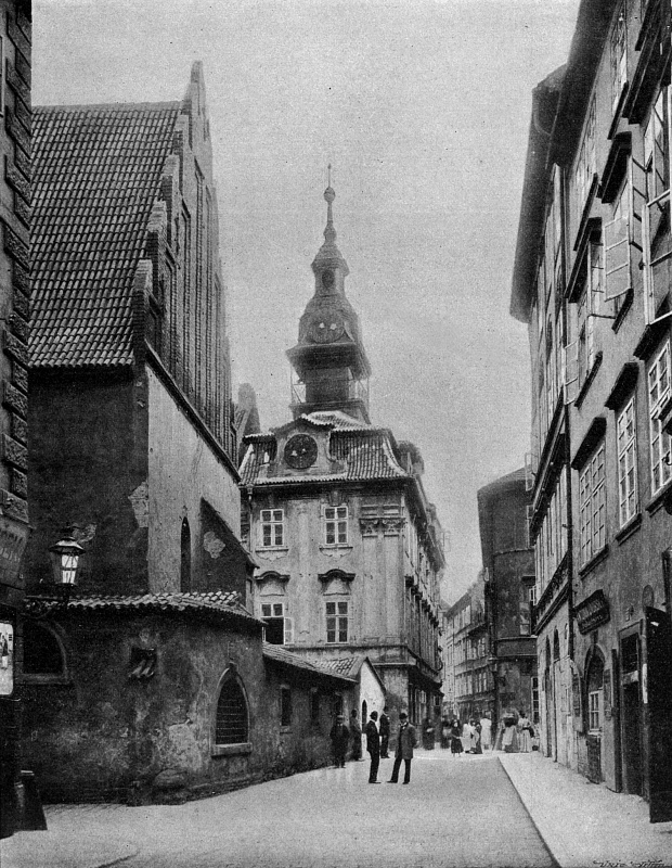 Jewish municipal building and Altneushul (Old New Synagogue) in Prague’s Jewish Quarter, 1894 | Boston Public Library, Flickr